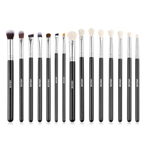 VEVOR 15-Piece Makeup Brush Set for Foundation Blending Eyeshadow, Professional Vegan Brushes with Soft Synthetic Bristles, Ergonomic Wood Handle &