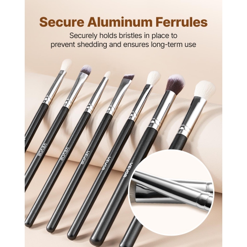 VEVOR 15-Piece Makeup Brush Set for Foundation Blending Eyeshadow, Professional Vegan Brushes with Soft Synthetic Bristles, Ergonomic Wood Handle &