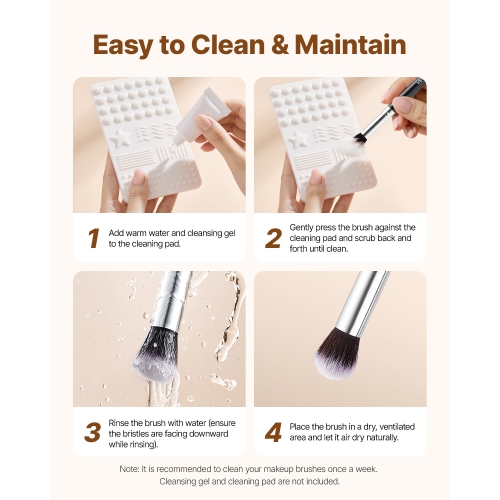 VEVOR 15-Piece Makeup Brush Set for Foundation Blending Eyeshadow, Professional Vegan Brushes with Soft Synthetic Bristles, Ergonomic Wood Handle &