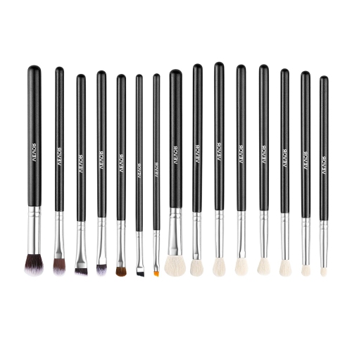 VEVOR 15-Piece Makeup Brush Set for Foundation Blending Eyeshadow, Professional Vegan Brushes with Soft Synthetic Bristles, Ergonomic Wood Handle &