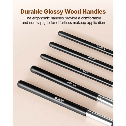 VEVOR 34-Piece Makeup Brush Set, Professional Brushes Kit for Foundation Blending Eyeshadow Concealer Blush - with Soft Bristles,Ergonomic Wood
