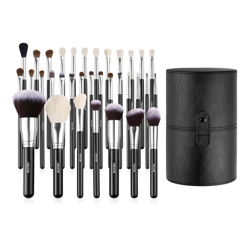 VEVOR 34-Piece Makeup Brush Set, Professional Brushes Kit for Foundation Blending Eyeshadow Concealer Blush - with Soft Bristles,Ergonomic Wood