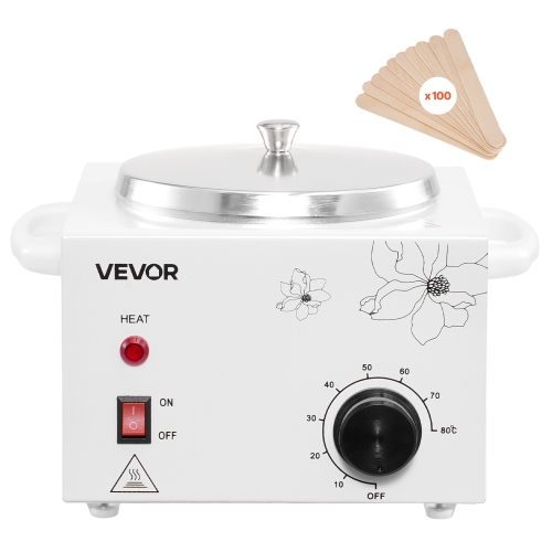 VEVOR  600Ml Single Wax Warmer, Professional Wax Warmer for Hair Removal, 32 ℉ to 176℉ Adjustable Electric Waxing Heater Pot w 100PCs Waxing