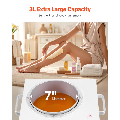 VEVOR 3000ML Single Wax Warmer, 300W Professional Wax Warmer for Hair Removal, 32 ℉ to 248 ℉ Adjustable Electric Waxing Heater Pot with 100PCS Sticks