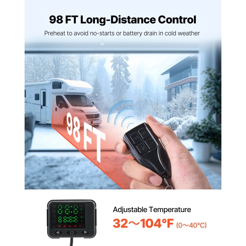 VEVOR 8 kW DC12-24V Diesel Air Heater, Fast Heating Diesel Parking Heater with Remote Control and Color Digital Display, Low Noise, Voice