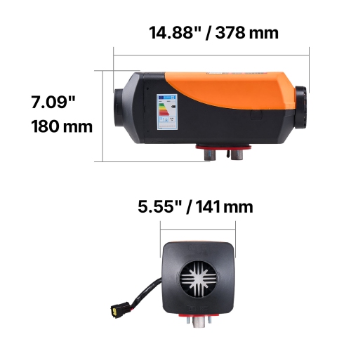 VEVOR 8 kW DC12-24V Diesel Air Heater, Fast Heating Diesel Parking Heater with Remote Control and Color Digital Display, 10L Fuel Tank, Low Noise,
