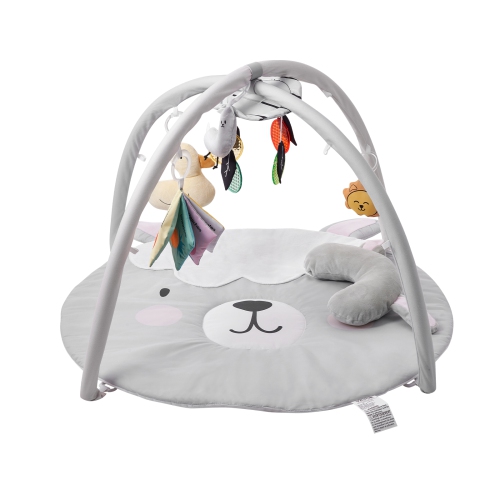 VEVOR 0-18 Months Baby Play Gym Mat, Tummy Time Mat with 5 Sensory Toys, Baby Activity Mat with Light-up Musical Duck Toy, Baby Essential Gift for