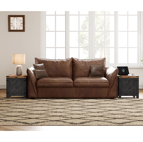 WAMPAT Lift Top End Table,Set of 2 Nightstand with Rustic Lock and Storage Cabinet for Small Spaces,Side Table for Living Room and Bedroom, Dark