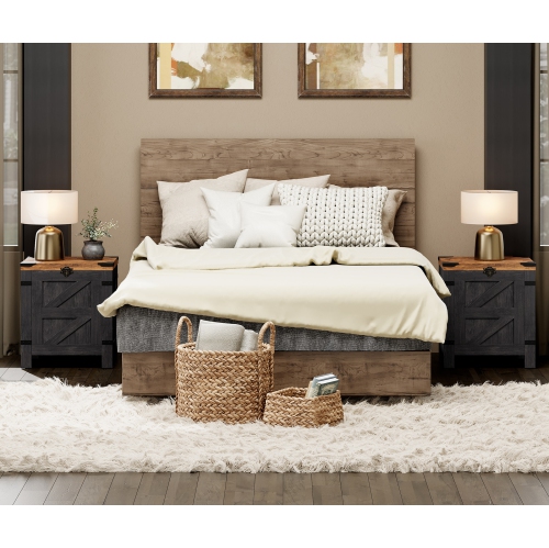 WAMPAT Lift Top End Table,Set of 2 Nightstand with Rustic Lock and Storage Cabinet for Small Spaces,Side Table for Living Room and Bedroom, Dark