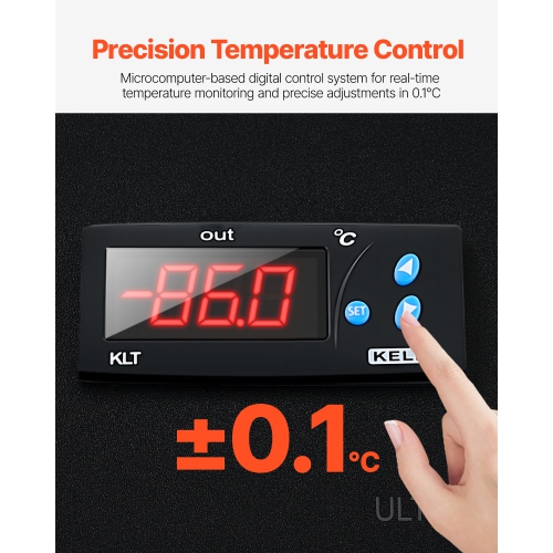 VEVOR 25 L Ultra Low Temperature Freezer, −40 ℉ to −123 ℉ Adjustable Temp Range, with Digital Display, 304 Stainless Steel Liner, Portable Low