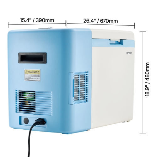 VEVOR 25 L Ultra Low Temperature Freezer, −40 ℉ to −123 ℉ Adjustable Temp Range, with Digital Display, 304 Stainless Steel Liner, Portable Low