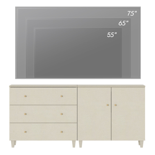 WAMPAT 2-in-1 Sideboard Buffet Cabinet with 2 Doors & 3 Drawers, 70.8" Modern Credenza Storage Cabinet, Wooden Coffee Bar Server Table with