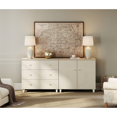 WAMPAT 2-in-1 Sideboard Buffet Cabinet with 2 Doors & 3 Drawers, 70.8" Modern Credenza Storage Cabinet, Wooden Coffee Bar Server Table with