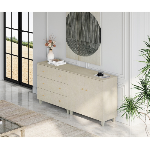 WAMPAT 2-in-1 Sideboard Buffet Cabinet with 2 Doors & 3 Drawers, 70.8" Modern Credenza Storage Cabinet, Wooden Coffee Bar Server Table with