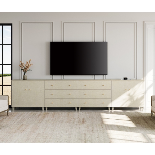 WAMPAT 4-in-1 Sideboard Buffet Cabinet with 4 Doors & 6 Drawers, 142" Modern Credenza Storage Cabinet, Wooden Coffee Bar Server Table with for