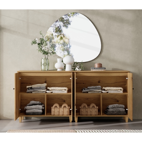 WAMPAT TV Stand for 110+ Inch TVs, 4-in-1 Modern Entertainment Center with 4 Doors and 6 Drawers, 142" Media Console Table with Compartments for