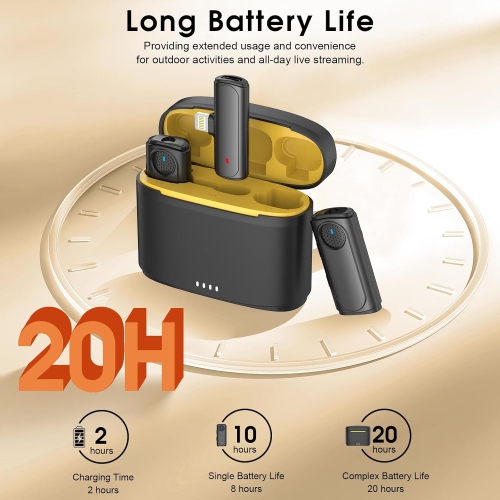 Micro-cravate sans fil pour iPhone, mini micro Bluetooth avec étui de recharge portatif, petits microphones téléphoniques à pince pour