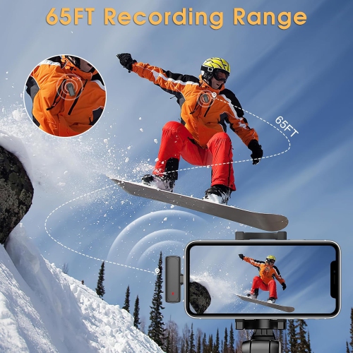 Micro-cravate sans fil pour iPhone, mini micro Bluetooth avec étui de recharge portatif, petits microphones téléphoniques à pince pour