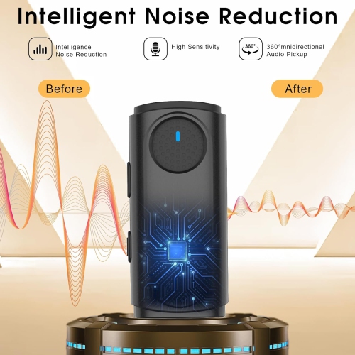 Micro-cravate sans fil pour iPhone, mini micro Bluetooth avec étui de recharge portatif, petits microphones téléphoniques à pince pour