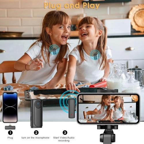 Micro-cravate sans fil pour iPhone, mini micro Bluetooth avec étui de recharge portatif, petits microphones téléphoniques à pince pour