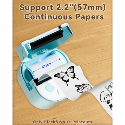 Sticker Printer,Mini Portable Thermal Printer,Bluetooth Portable Sticker Maker with 3 Roll Paper,Inkless Thermal Printers for Notes Journal DIY,Kids