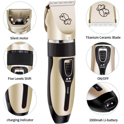 Pet Hair Clipper, USB Rechargeable Electric Professional Grooming Machine Tool Low Noise Dog Cat Rabbit Hair Trimmer for Dogs, Cats and Other Animals