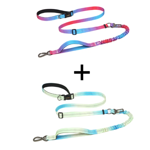 Multifunctional retractable dog leash - 2.2 meters, with shock absorption function, car seat belt buckle and reflective safety strip, multi-purpose,