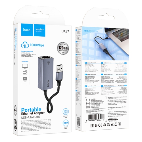 UA37 1000 Mbps USB-A to RJ45 Ethernet Adapter