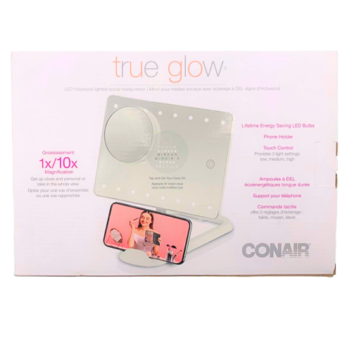 Conair True Glow LED Lighted Social Media Mirror 1x/10x Magnification #BE05TSMC