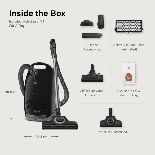 Miele Guard M1 Cat & Dog Cannister | Bagged Vacuum for Pet Hair with TurboBrush, Active AirClean Filter, and Long Reach for Carpets and Hard Floors |