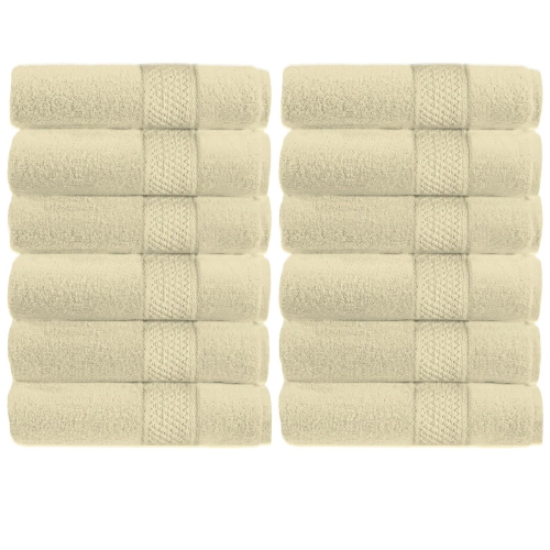 Canadian Linen Economy Washcloths Set,12 Pack, 12”x12” 100% Cotton Cream Color Face Towel Soft Absorbent Lightweight Face Cloths for Spa Hair Salon