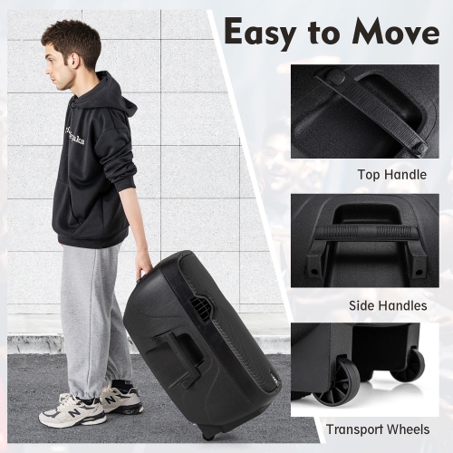 Gymax Portable Dual 15'' 2-way 2000 W Powered Speakers w/ Stands & Controller