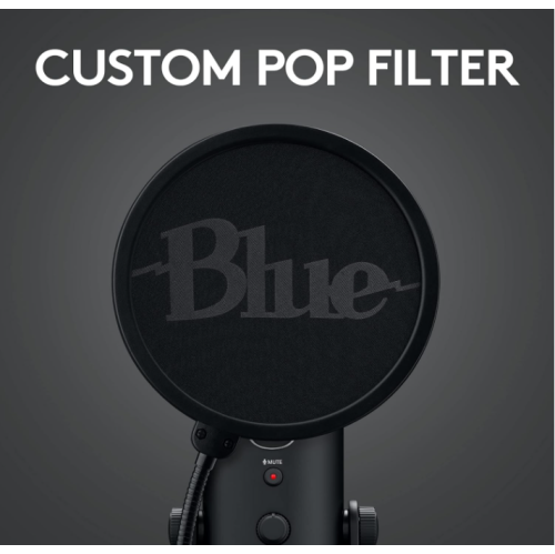 Refurbished - Logitech Blue Yeti Game Streaming Kit with Yeti USB Gaming Mic, Blue VO!CE, Exclusive Streamlabs Themes, Custom Blue Pop Filter -