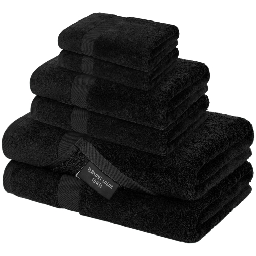 Canadian Linen Economy Bathroom Towel Set, 6 Pack: 2 Bath Towels 2 Hand Towels 2 Washcloths, 100% Cotton Soft Absorbent Light Weight Fade Resistant