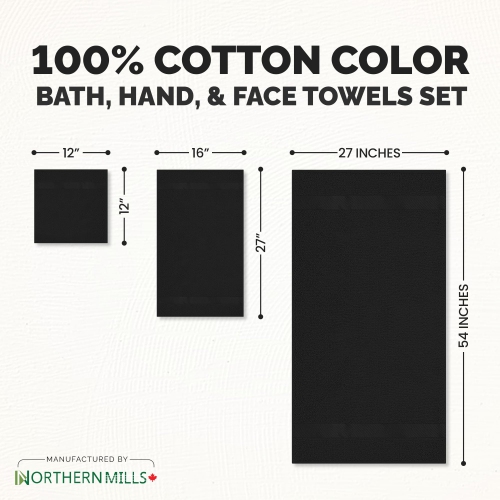 Canadian Linen Economy Bathroom Towel Set, 6 Pack: 2 Bath Towels 2 Hand Towels 2 Washcloths, 100% Cotton Soft Absorbent Light Weight Fade Resistant