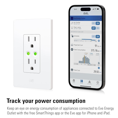 Eve Energy Outlet 3-Pack – Smart Outlet & Power Meter, App & Voice Cont