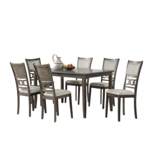 Cosmic Homes 7 Pcs Anna Dining Table Set for 6 Grey | Modern Dining Chairs Set of 6 & Dining Room Table | Table a Manger, Chaise de Cuisine | Table