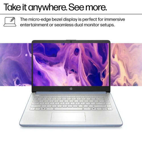 HP 14" Laptop, Intel Processor N150, 8GB Memory 128GB UFS, Microsoft Copilot, Windows 11 Home in S Mode, Wi-Fi 6, Lightweight, Bluetooth, HDMI, Blue