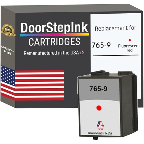 Marque DoorStepInk pour les cartouches d'encre rouge fluorescent Pitney Bowes 765-9 réusinées aux États-Unis