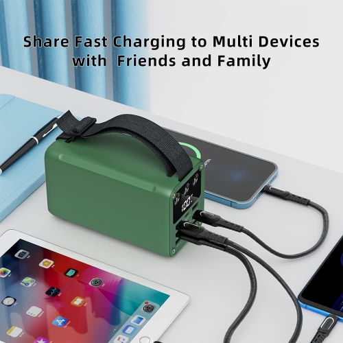 KONFULON 60000mAh High Capacity Power Bank Fast Charging USB C PD 20W Battery Packs with 7 Outputs 22.5W & LCD Display Battery Bank