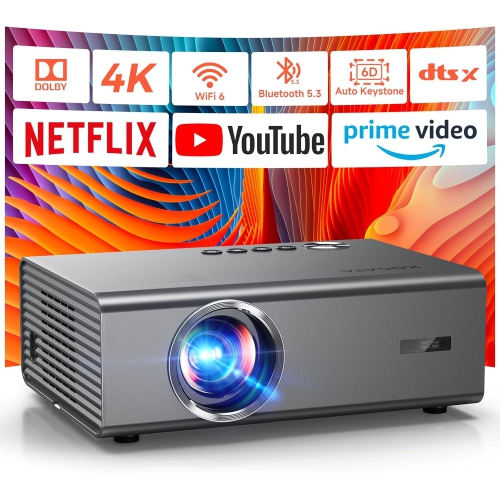 Kogata Netflix Licensed Smart Projector: 1000ANSI 4K | Auto Focus, 6D Keystone, HDR10+, Dolby Audio | WiFi 6, Bluetooth 5.2