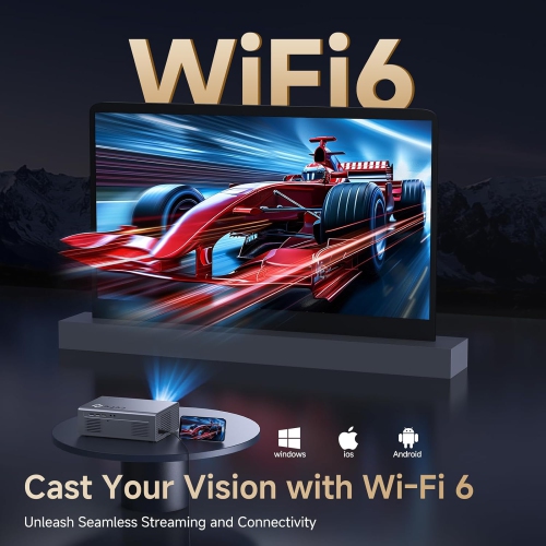 Kogata Netflix Licensed Smart Projector: 1000ANSI 4K | Auto Focus, 6D Keystone, HDR10+, Dolby Audio | WiFi 6, Bluetooth 5.2