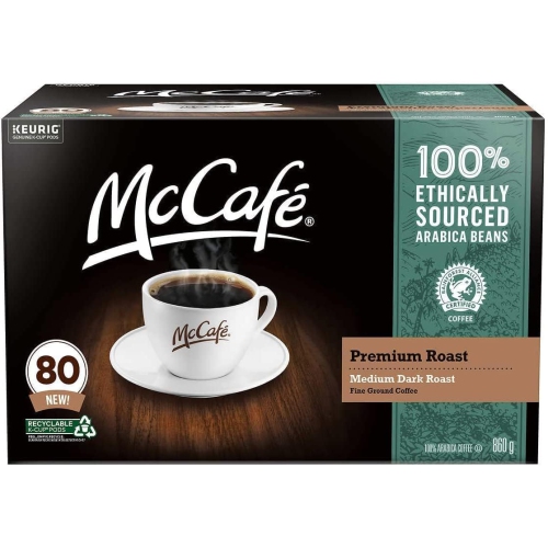 McCafe, Premium Roast Coffee K-Cup Pods, 80 count, 860.0 gram, Pack of 1, Brown