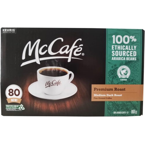 McCafe, Premium Roast Coffee K-Cup Pods, 80 count, 860.0 gram, Pack of 1, Brown