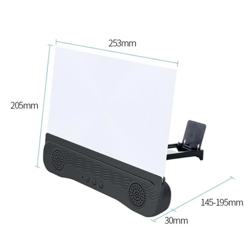 12 inch Phone Screen Magnifier with Bluetooth Speaker,Mobile Phone Screen Amplifier with 2-in-1 Foldable Stretch Stand Holder for within 6.5 inch