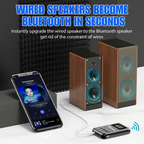 Émetteur récepteur Bluetooth Adaptateur sans fil Bluetooth 5,0 Prise 3,5&nbsp;mm AUX FM Kit auto mains libres Appels et micro pour PC TV Haut-parleur