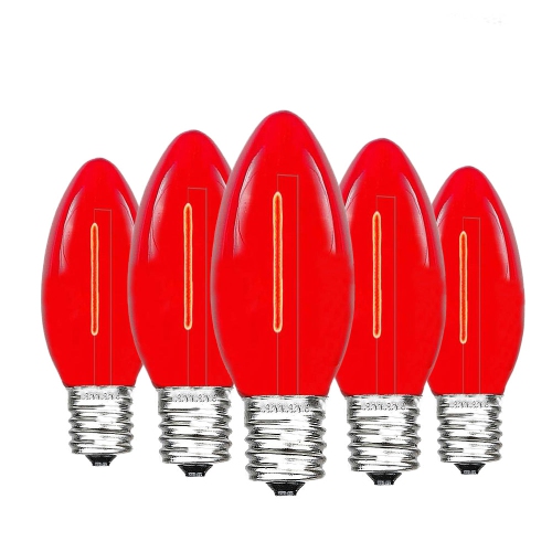 Ampoules de rechange C9 LED de LightingByHHD – Lampe de Noël de style filament, incassable, pour douille E17 – Boîte de 25, rouge