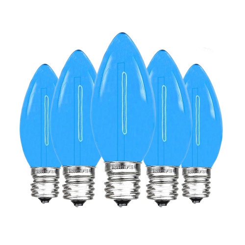 LightingByHHD C9 LED Replacement Bulbs – Filament Style Christmas Light, Shatterproof, Fits E17 Socket – Box of 25, Blue