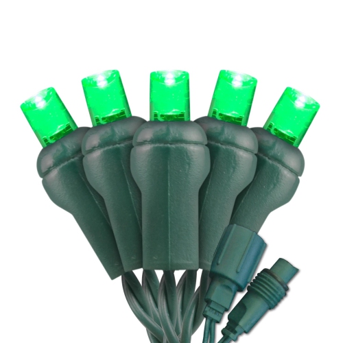LightingByHHD 70-Light 5mm LED Christmas Mini Light Set – Bulbs, Coaxial Connectors, Commercial Grade, Outdoor Use, Green