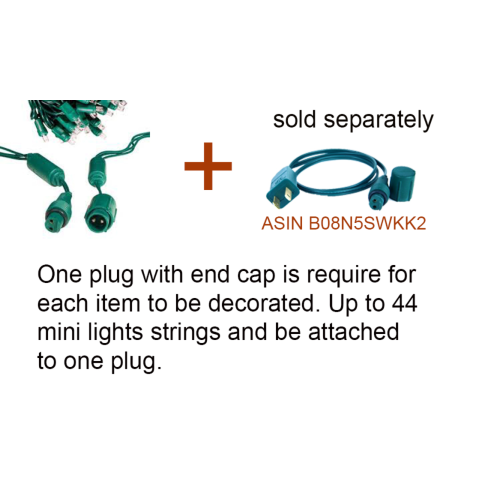 LightingByHHD 70-Light 5mm LED Christmas Mini Light Set – Bulbs, Coaxial Connectors, Commercial Grade, Outdoor Use, Green